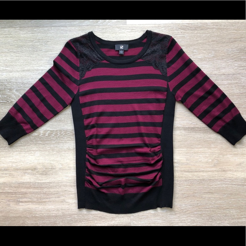 Iz Byer Striped Sweater sz L juniors Lace NWOT
